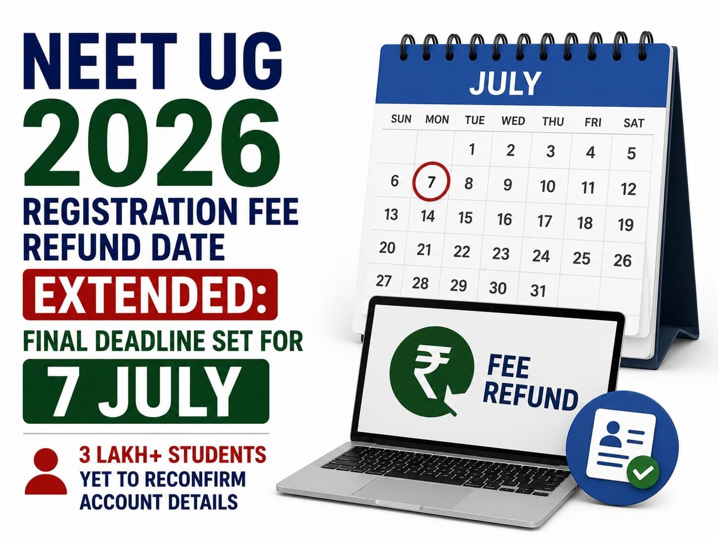 NEET UG 2026 Registration Fee Refund Date Extended: Final Deadline Set for 7 July