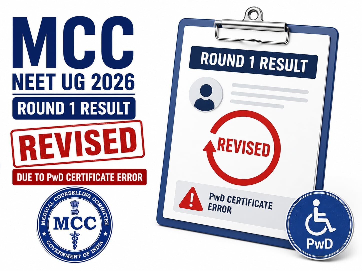 MCC NEET UG 2026: Round 1 Result Revised Due to PwD Certificate Error
