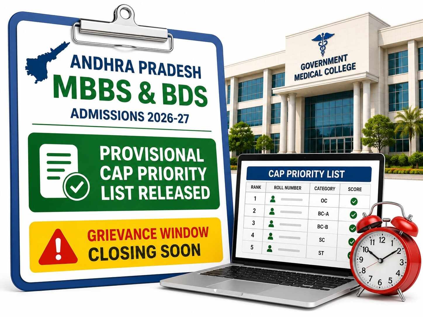 Andhra Pradesh MBBS & BDS Admissions 2026-27: Provisional CAP Priority List Released, Grievance Window Closing Soon