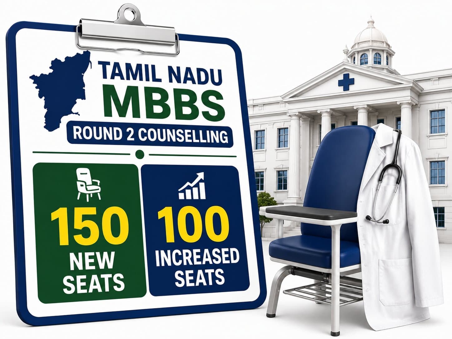 Tamil Nadu MBBS Round 2 Counselling: 150 New Seats and 100 Increased Seats Added Mid-Round