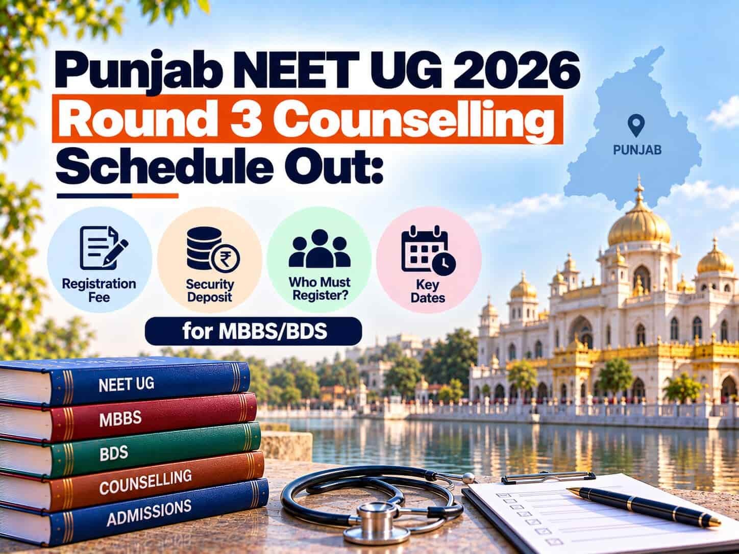 Punjab NEET UG 2026 Round 3 Counselling Schedule Out: Registration Fee, Security Deposit