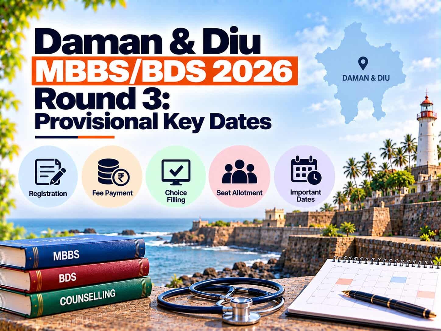Daman & Diu MBBS/BDS 2026 Round 3: Provisional Key Dates